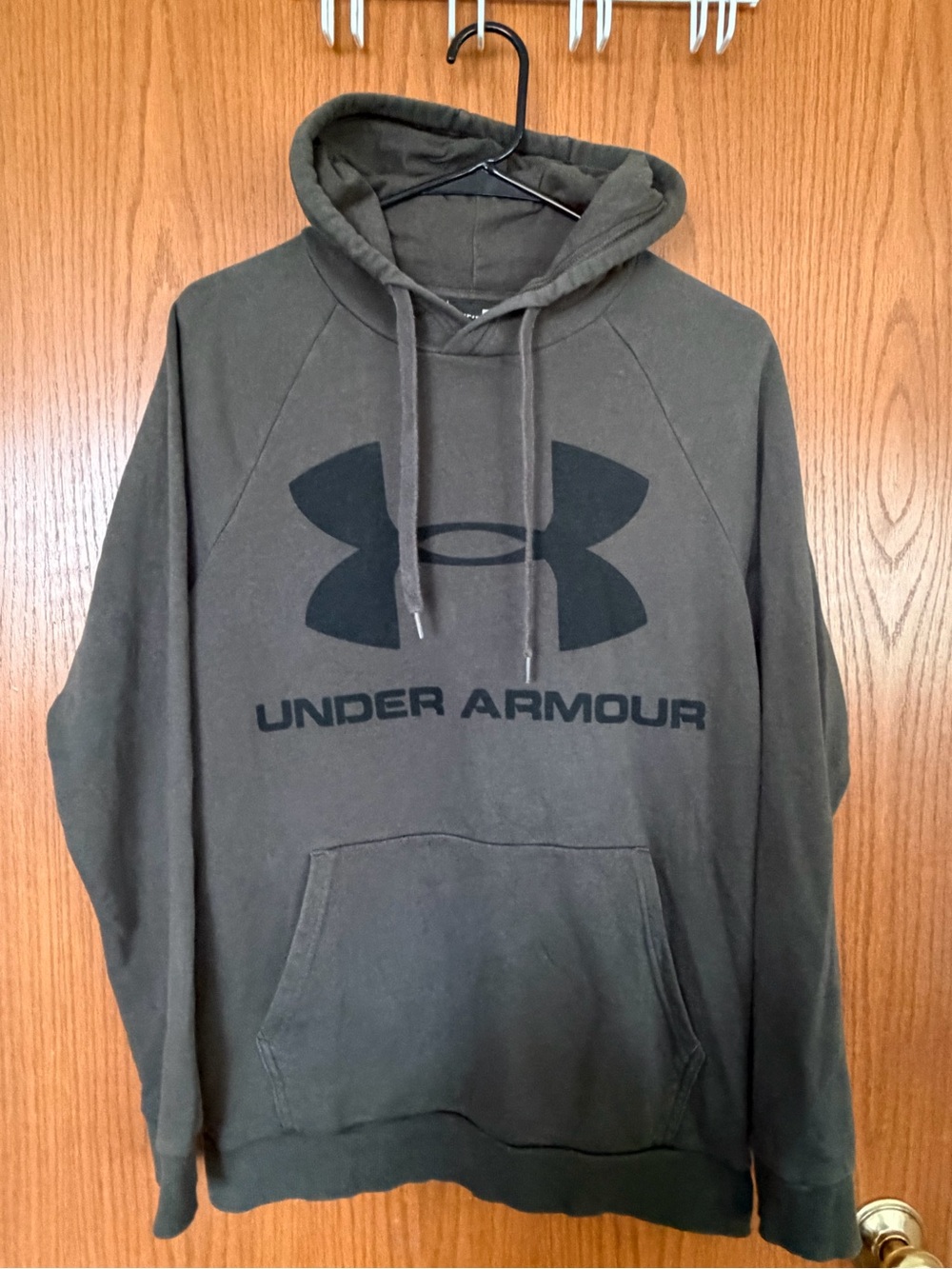 Under Armour Men’s Olive Green Crewneck Hoodie with Black Logo